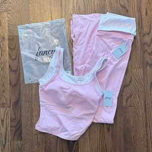 FANCY Women's pink flare leggings and double layered tank matching set